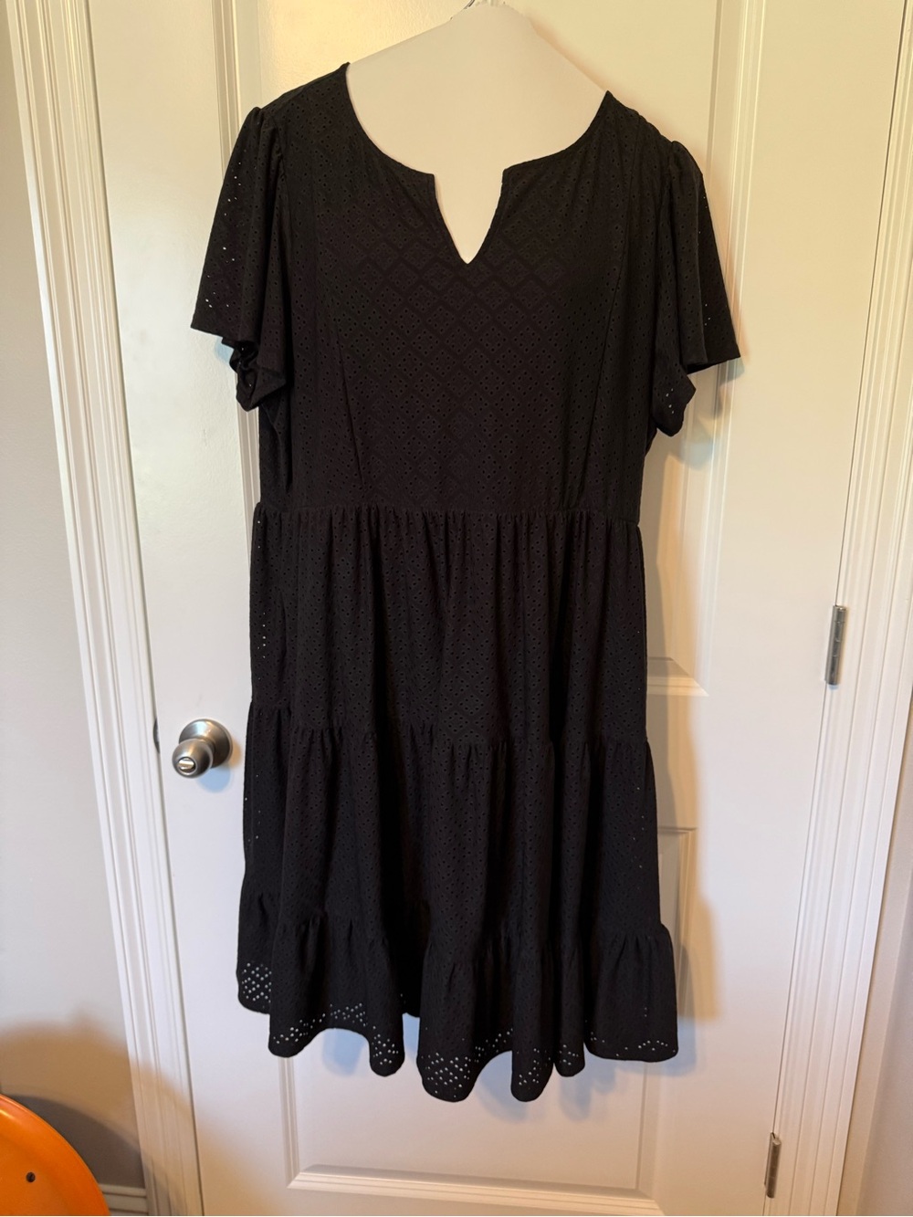 Lane Bryant Black Eyelet Tiered Midi Dress